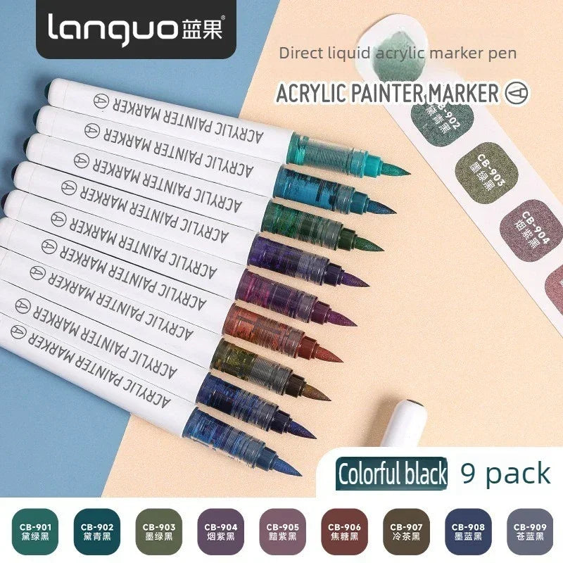 Buy The Best By Artsulli - Art is Long Life Short - LANGUO 288/9 Colors Direct Liquid Acrylic Markers Brush Marker Pen for Painting Stone
