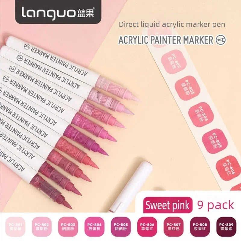 Buy The Best By Artsulli - Art is Long Life Short - LANGUO 288/9 Colors Direct Liquid Acrylic Markers Brush Marker Pen for Painting Stone