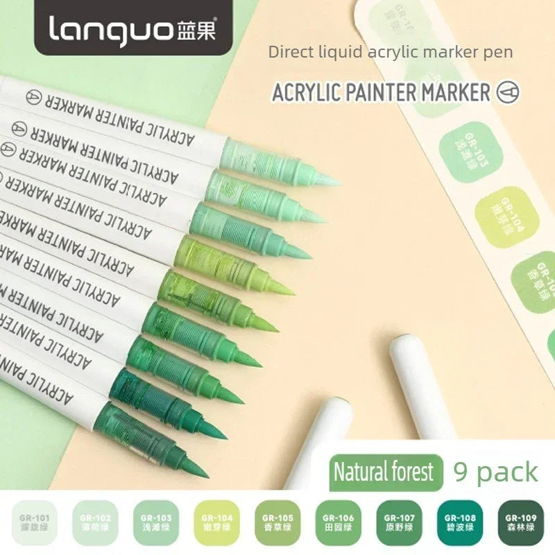 Buy The Best By Artsulli - Art is Long Life Short - LANGUO 288/9 Colors Direct Liquid Acrylic Markers Brush Marker Pen for Painting Stone