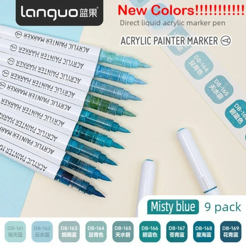 Buy The Best By Artsulli - Art is Long Life Short - LANGUO 288/9 Colors Direct Liquid Acrylic Markers Brush Marker Pen for Painting Stone