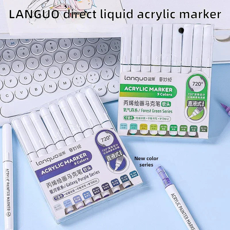 Buy The Best By Artsulli - Art is Long Life Short - LANGUO 288/9 Colors Direct Liquid Acrylic Markers Brush Marker Pen for Painting Stone