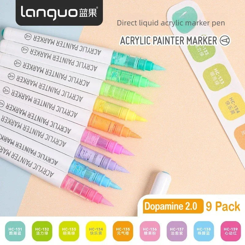 Buy The Best By Artsulli - Art is Long Life Short - LANGUO 288/9 Colors Direct Liquid Acrylic Markers Brush Marker Pen for Painting Stone