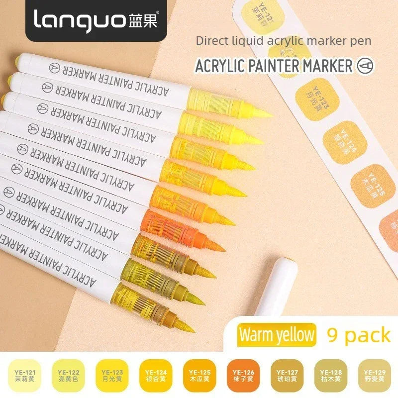 Buy The Best By Artsulli - Art is Long Life Short - LANGUO 288/9 Colors Direct Liquid Acrylic Markers Brush Marker Pen for Painting Stone