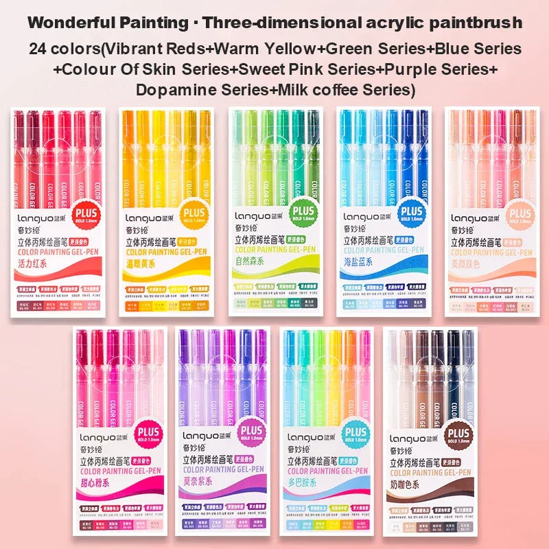 Buy The Best By Artsulli - Art is Long Life Short - Languo 3D Acrylic Gel Pen Large Capacity 1.0mm Painting Drawing Markers Writing Student