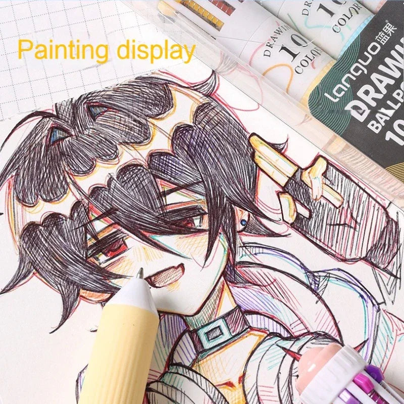 Buy The Best By Artsulli - Art is Long Life Short - Languo Ballpoint Pens 28 Color Cartoon 0.8mm Soft Grip Press Multicolor for Writing