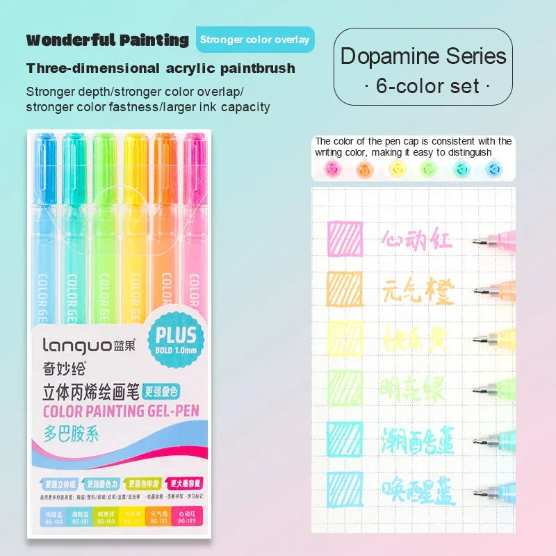Buy The Best By Artsulli - Art is Long Life Short - Languo Three-Dimensional Effect Acrylic Painting Gel Pens Set 1.0mm Tip Kawaii