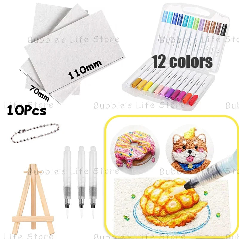 Buy The Best By Artsulli - Art is Long Life Short - Magic Puffy Paint 3D Drawing Canvas Sponge Texture Painting Kit DIY Bubble Pens