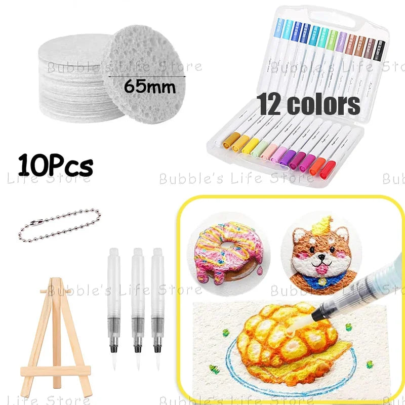 Buy The Best By Artsulli - Art is Long Life Short - Magic Puffy Paint 3D Drawing Canvas Sponge Texture Painting Kit DIY Bubble Pens