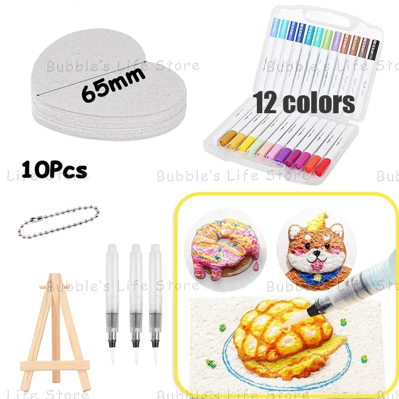 Buy The Best By Artsulli - Art is Long Life Short - Magic Puffy Paint 3D Drawing Canvas Sponge Texture Painting Kit DIY Bubble Pens