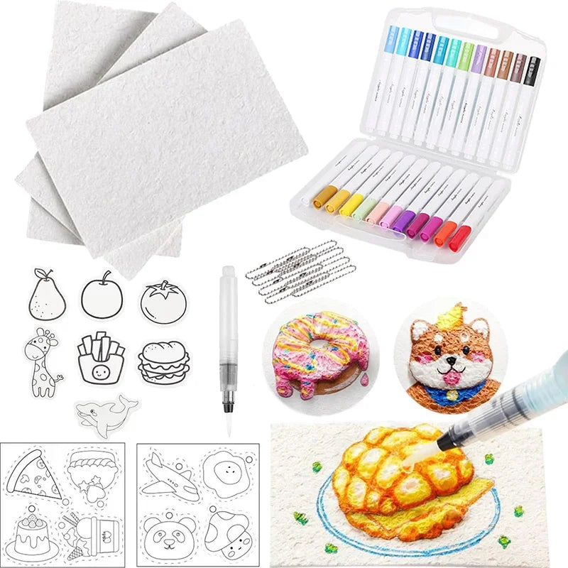 Buy The Best By Artsulli - Art is Long Life Short - Magic Puffy Paint 3D Drawing Canvas Sponge Texture Painting Kit DIY Bubble Pens