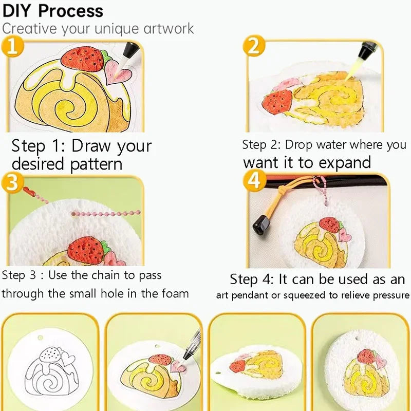 Buy The Best By Artsulli - Art is Long Life Short - Magic Paint 3D Drawing Canvas Sponge Texture Painting Kit DIY Bubble Pens Supplies