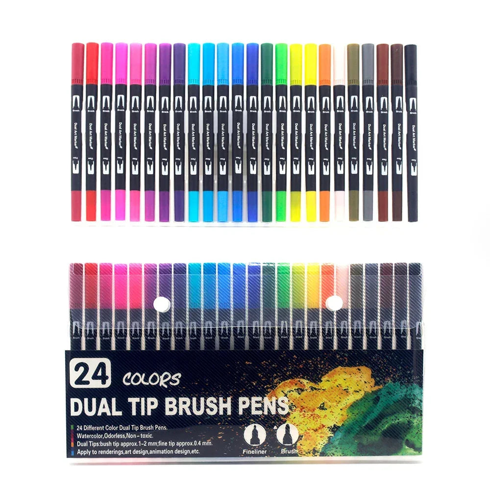 Buy The Best By Artsulli - Art is Long Life Short - Markers Set 36/48/72/120 Colors FineLiner Dual Tip Brush Pen Drawing Painting