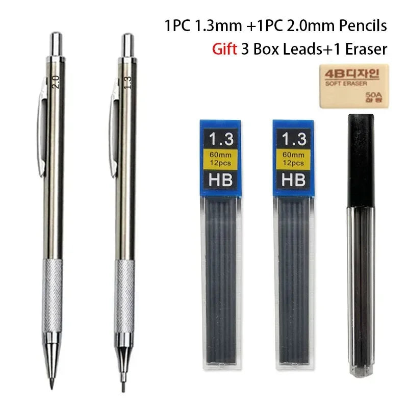 Buy The Best By Artsulli - Art is Long Life Short - Mechanical Pencil Set 0.3 0.5 0.7 0.9 1.3 2.0mm Full Metal Drawing Painting Automatic