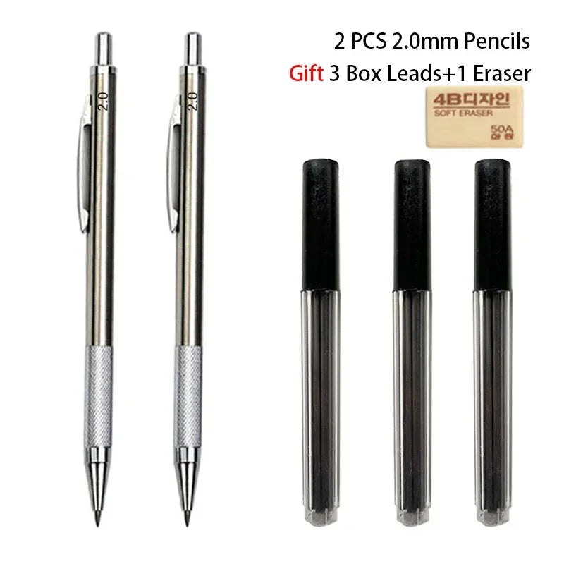 Buy The Best By Artsulli - Art is Long Life Short - Mechanical Pencil Set 0.3 0.5 0.7 0.9 1.3 2.0mm Full Metal Drawing Painting Automatic