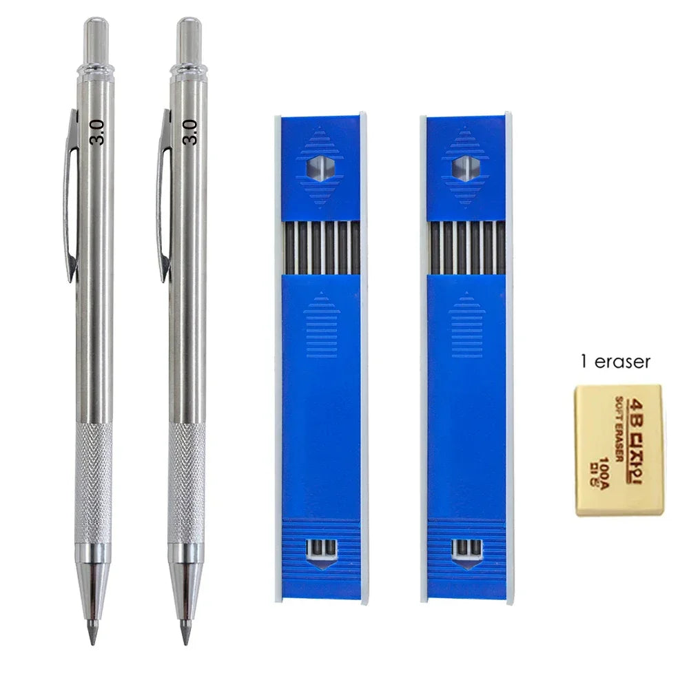Buy The Best By Artsulli - Art is Long Life Short - Mechanical Pencil Set 3.0mm Full Metal Drawing Painting Automatic with Leads Office