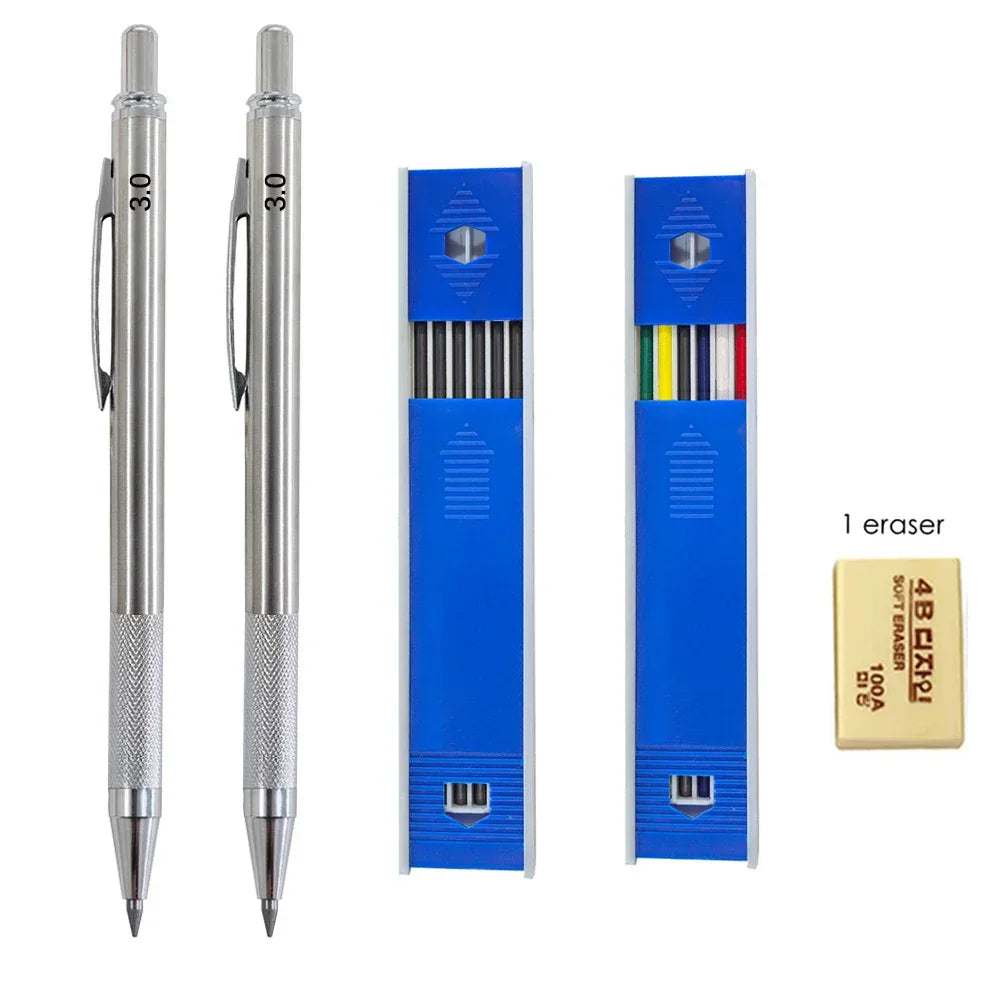 Buy The Best By Artsulli - Art is Long Life Short - Mechanical Pencil Set 3.0mm Full Metal Drawing Painting Automatic with Leads Office