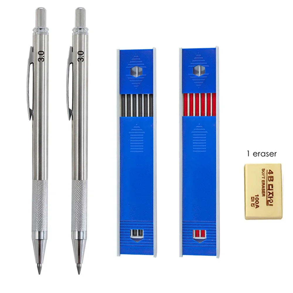 Buy The Best By Artsulli - Art is Long Life Short - Mechanical Pencil Set 3.0mm Full Metal Drawing Painting Automatic with Leads Office