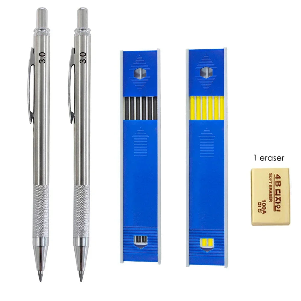 Buy The Best By Artsulli - Art is Long Life Short - Mechanical Pencil Set 3.0mm Full Metal Drawing Painting Automatic with Leads Office