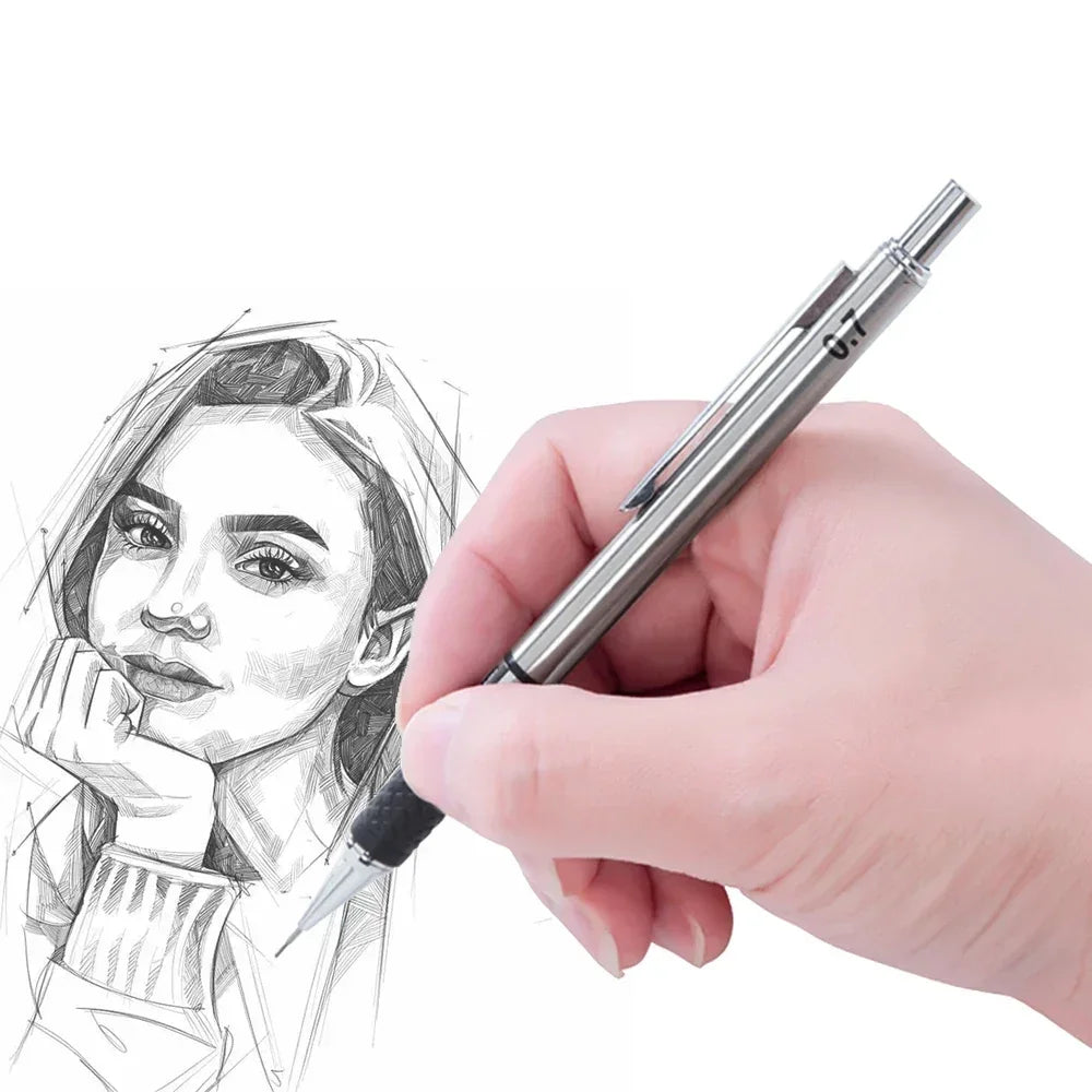 Buy The Best By Artsulli - Art is Long Life Short - Metal Mechanical Pencil set with pencil grip Leads Drawing Student Office Supplies