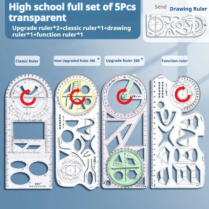 Buy The Best By Artsulli - Art is Long Life Short - Multifunctional Geometric Function Ruler Set Mathematics Drawing Template Measuring