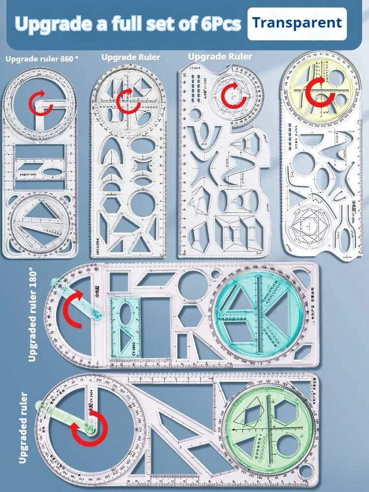 Buy The Best By Artsulli - Art is Long Life Short - Multifunctional Geometric Function Ruler Set Mathematics Drawing Template Measuring