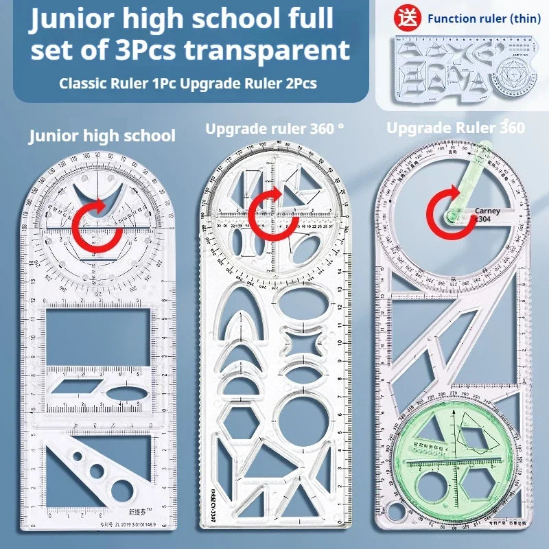 Buy The Best By Artsulli - Art is Long Life Short - Multifunctional Geometric Function Ruler Set Mathematics Drawing Template Measuring