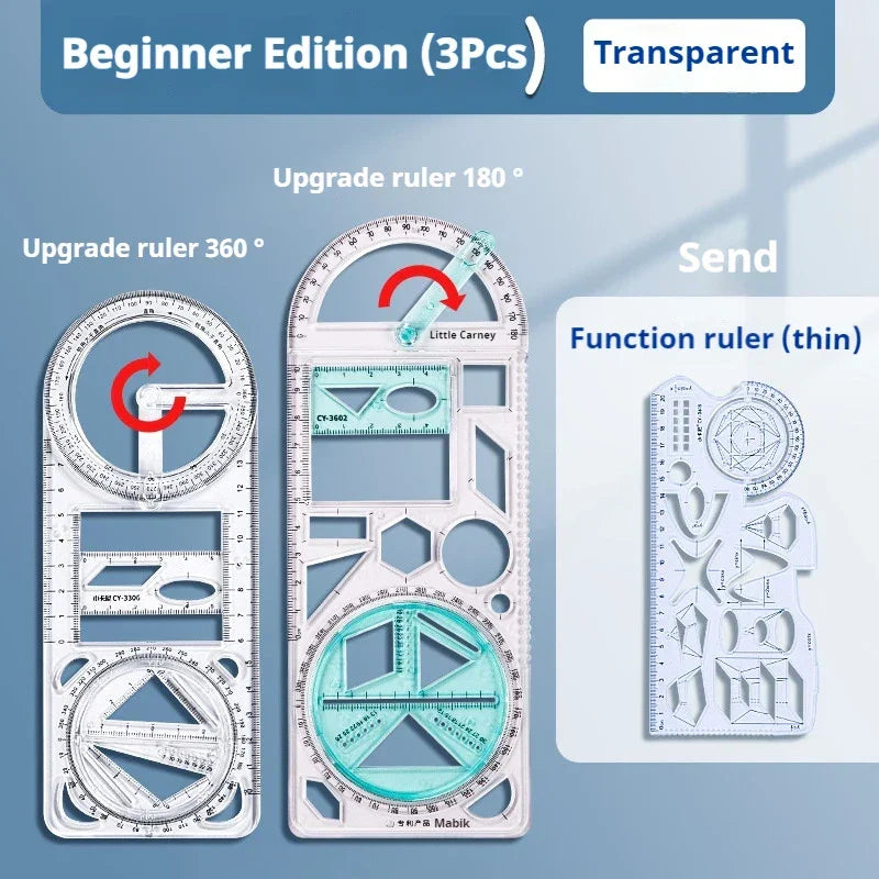 Buy The Best By Artsulli - Art is Long Life Short - Multifunctional Geometric Function Ruler Set Mathematics Drawing Template Measuring