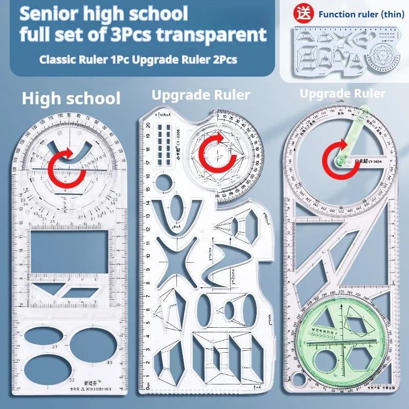 Buy The Best By Artsulli - Art is Long Life Short - Multifunctional Geometric Function Ruler Set Mathematics Drawing Template Measuring