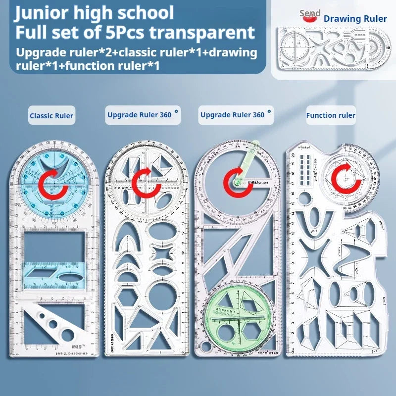 Buy The Best By Artsulli - Art is Long Life Short - Multifunctional Geometric Function Ruler Set Mathematics Drawing Template Measuring