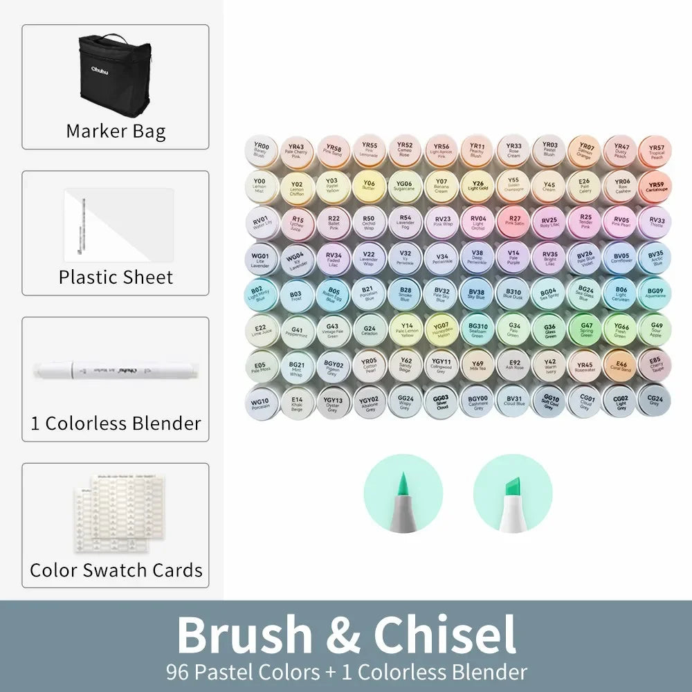 Buy The Best By Artsulli - Art is Long Life Short - Ohuhu Honolulu 96 Pastel Colors Marker Pen Set Alcohol Markers Refillable Dual Tips