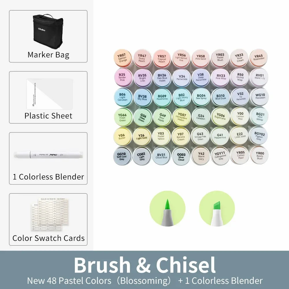 Buy The Best By Artsulli - Art is Long Life Short - Ohuhu Honolulu New 48 Pastel Colors Marker Pen Set Alcohol Markers Blossoming Dual Tips