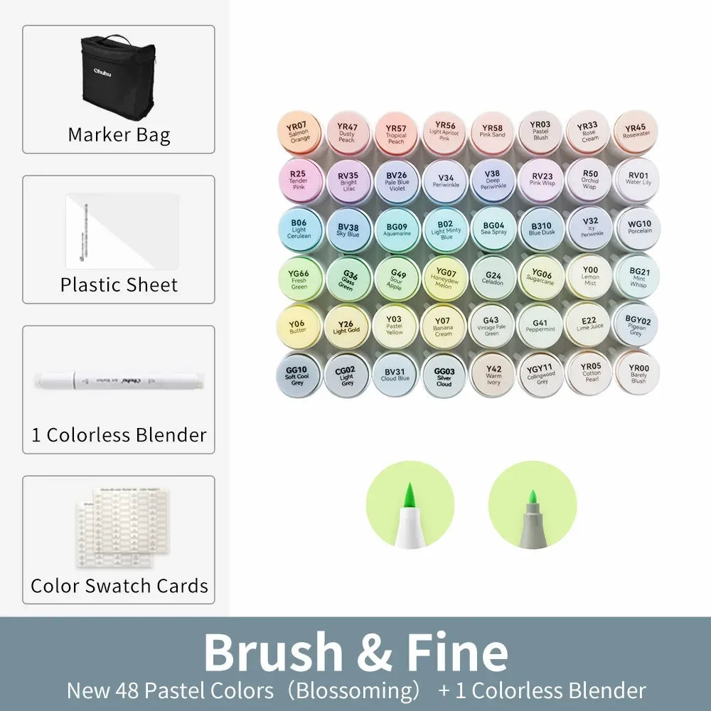 Buy The Best By Artsulli - Art is Long Life Short - Ohuhu Honolulu New 48 Pastel Colors Marker Pen Set Alcohol Markers Blossoming Dual Tips