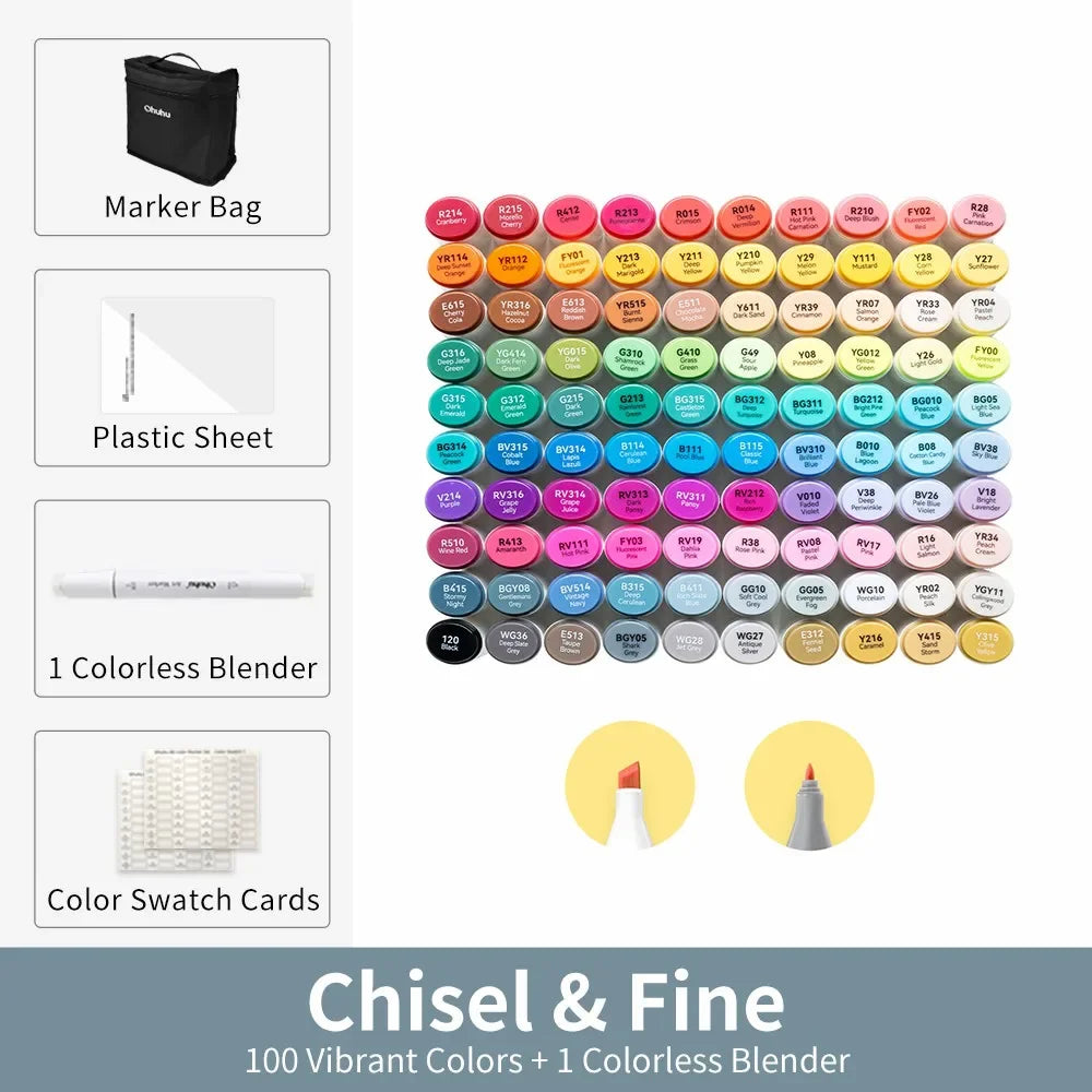 Buy The Best By Artsulli - Art is Long Life Short - Ohuhu Oahu Marker Pen Alcohol Markers Color Set Dual Tips Felt Sketching Drawing