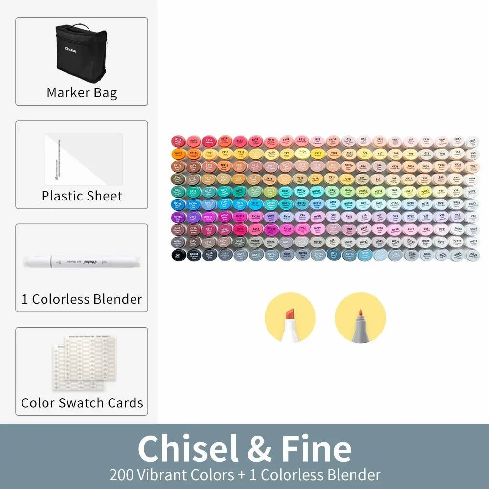 Buy The Best By Artsulli - Art is Long Life Short - Ohuhu Oahu Marker Pen Alcohol Markers Color Set Dual Tips Felt Sketching Drawing