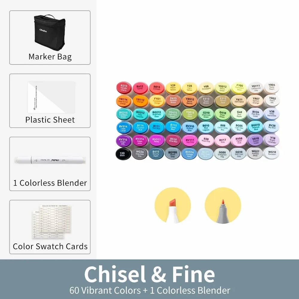 Buy The Best By Artsulli - Art is Long Life Short - Ohuhu Oahu Marker Pen Alcohol Markers Color Set Dual Tips Felt Sketching Drawing