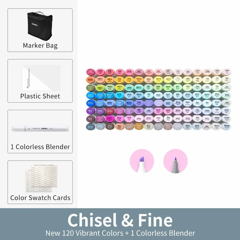 Buy The Best By Artsulli - Art is Long Life Short - Ohuhu Oahu Marker Pen Alcohol Markers Color Set Dual Tips Felt Sketching Drawing