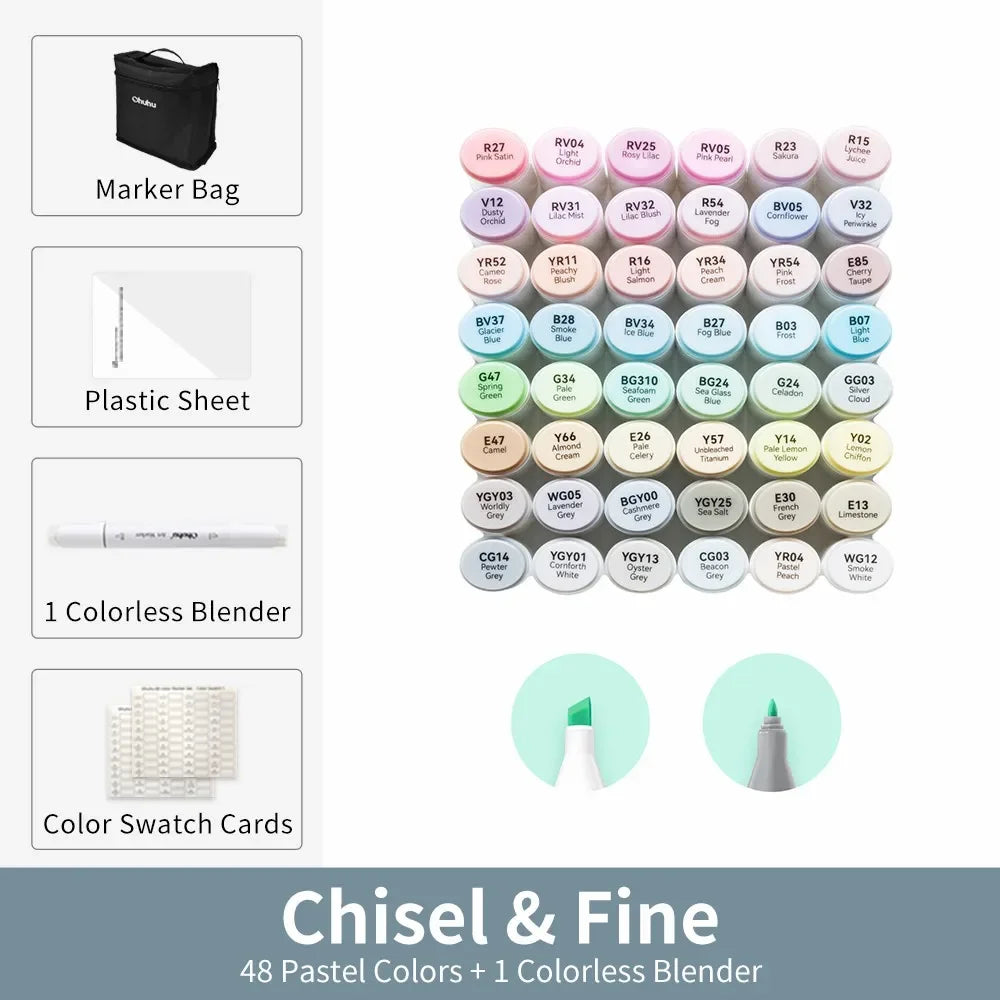 Buy The Best By Artsulli - Art is Long Life Short - Ohuhu Oahu Marker Pen Alcohol Markers Color Set Dual Tips Felt Sketching Drawing