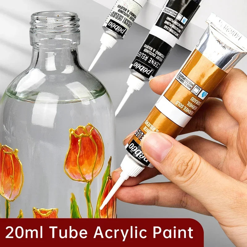 Buy The Best By Artsulli - Art is Long Life Short - PEBEO Acrylic Paint 20 ML Waterproof Tube Wood/Canvas/Fabric Painting Rich Glass