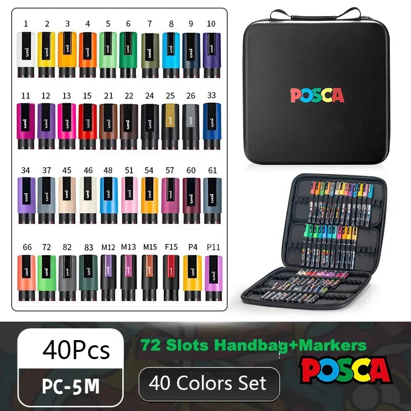 Buy The Best By Artsulli - Art is Long Life Short - POSCA Acrylic Markers Organized in Bags 0.7-2.5mm School Coloring Pens Handy Original