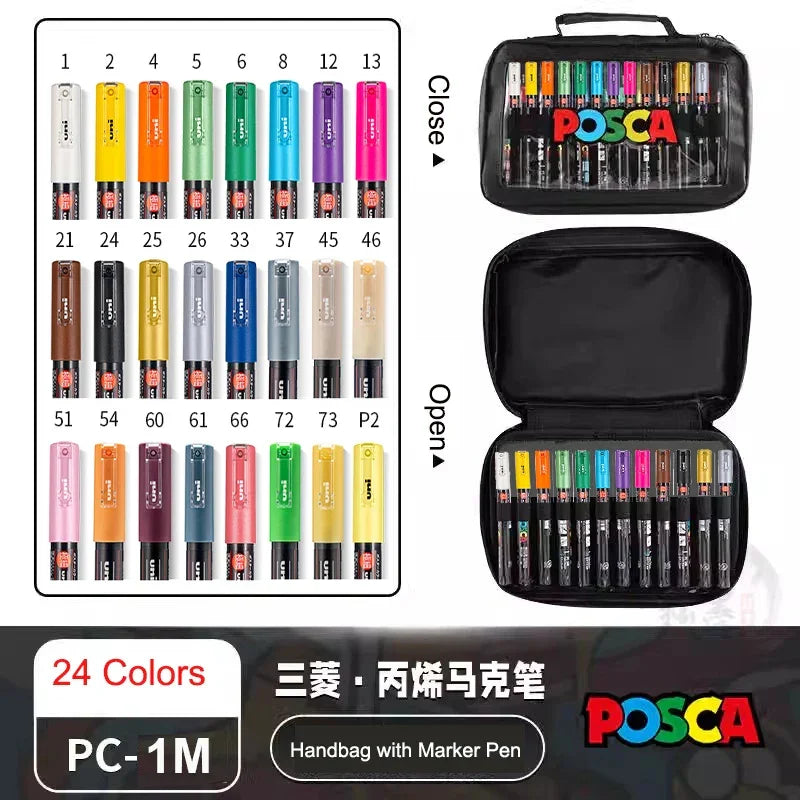 Buy The Best By Artsulli - Art is Long Life Short - POSCA Acrylic Markers Organized in Bags 0.7-2.5mm School Coloring Pens Handy Original