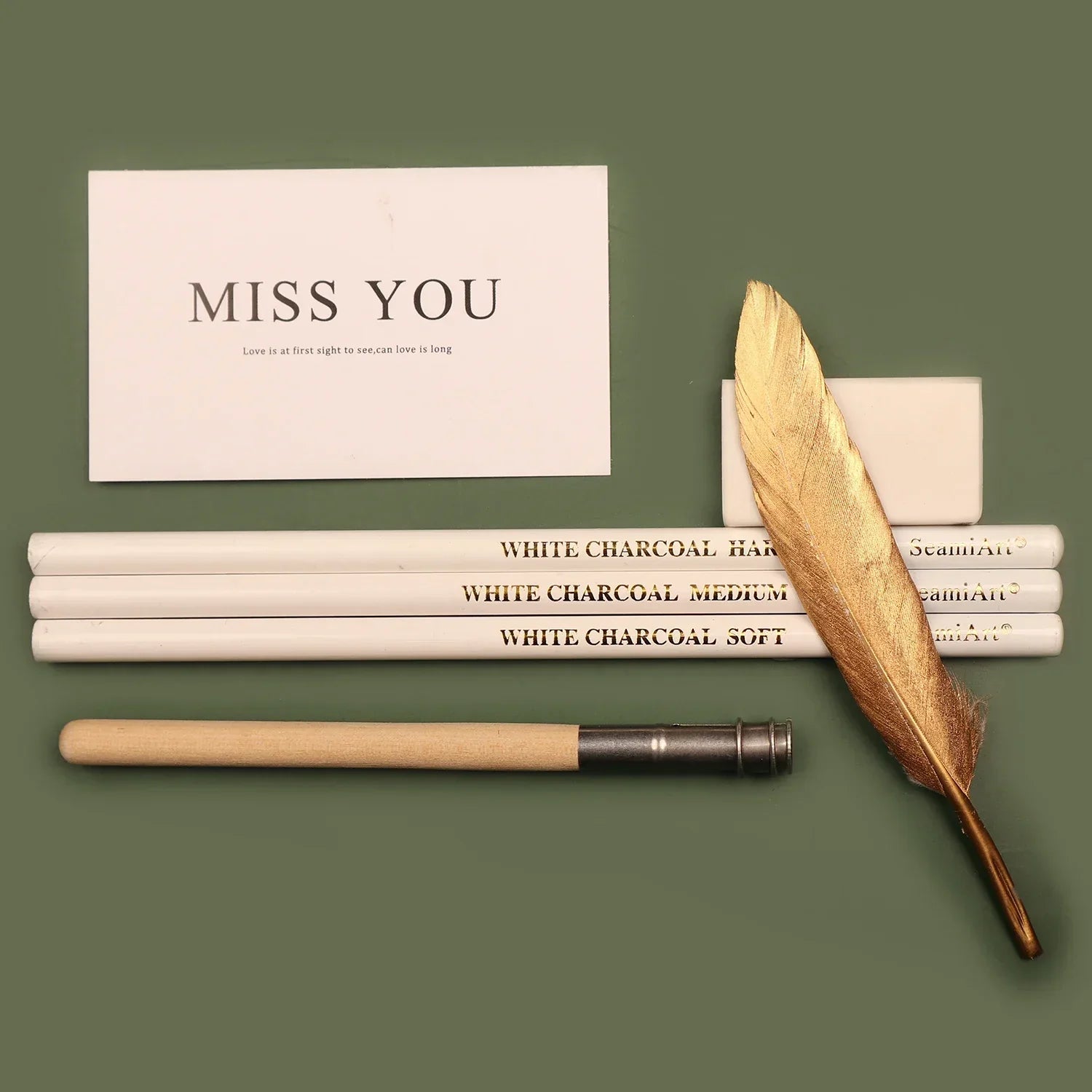 Buy The Best By Artsulli - Art is Long Life Short - SeamiArt 3Pcs White Soft/Medium/Hard Charcoal Pencil for Sketch Carbon Pen Tools Office