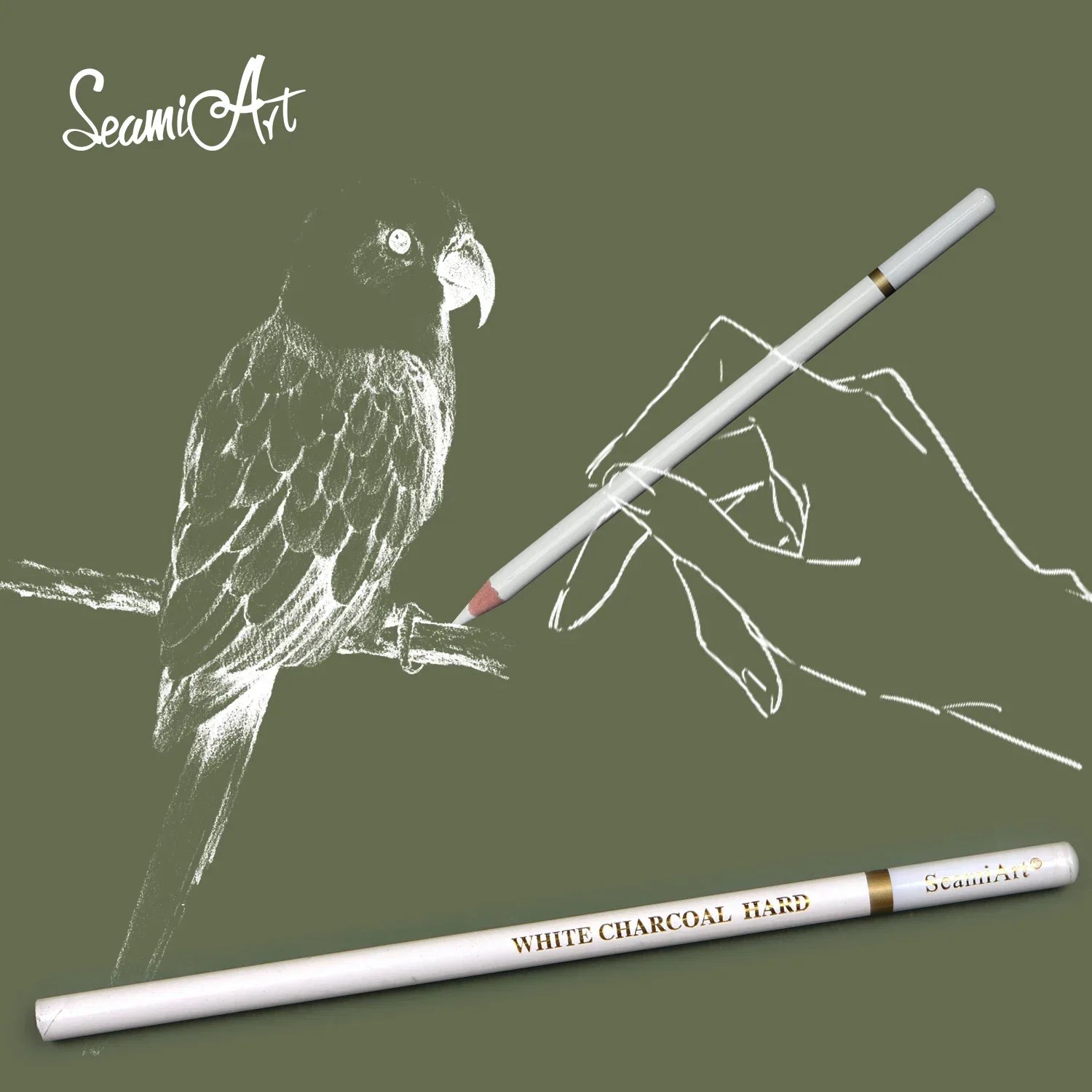 Buy The Best By Artsulli - Art is Long Life Short - SeamiArt 3Pcs White Soft/Medium/Hard Charcoal Pencil for Sketch Carbon Pen Tools Office