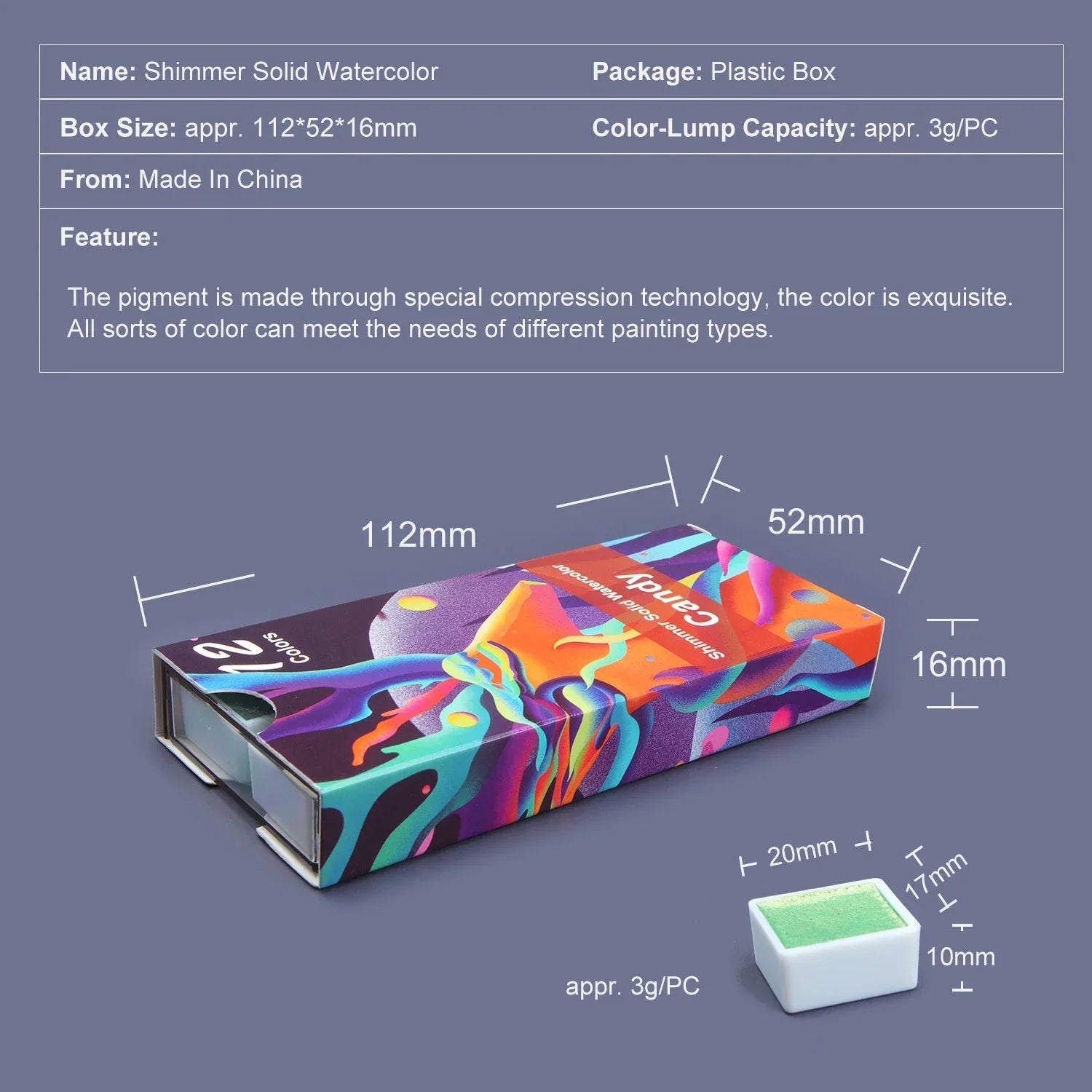 Buy The Best By Artsulli - Art is Long Life Short - Seamiart 6/12 Watercolor Paint Set Metallic Glitter For Artists School Stationery