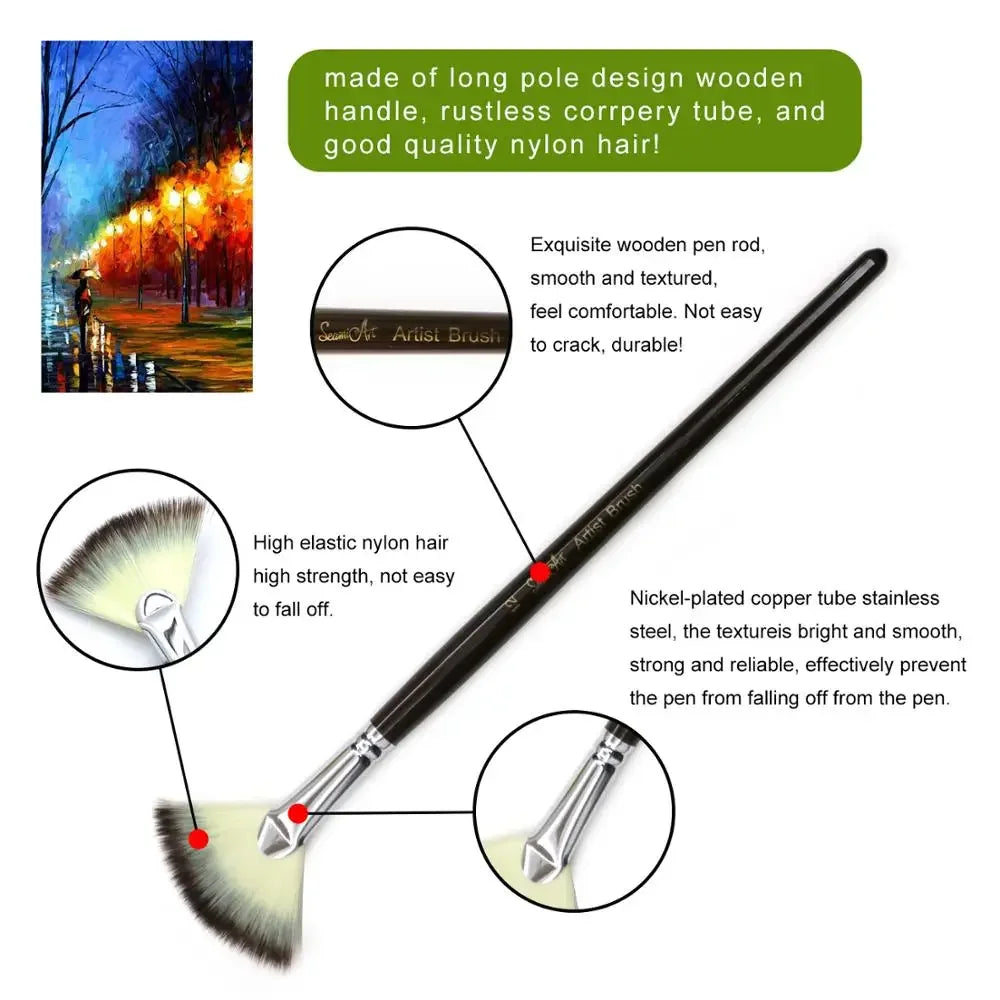 Buy The Best By Artsulli - Art is Long Life Short - SeamiArt 6Pcs Fan Shaped Nylon Hair Gouache Watercolor Paint Brush Set for School