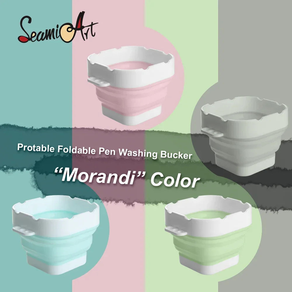 Buy The Best By Artsulli - Art is Long Life Short - SeamiArt Morandi Folding Mini Paint Bucket with Brush Pen Holding for Brushes Cleaner