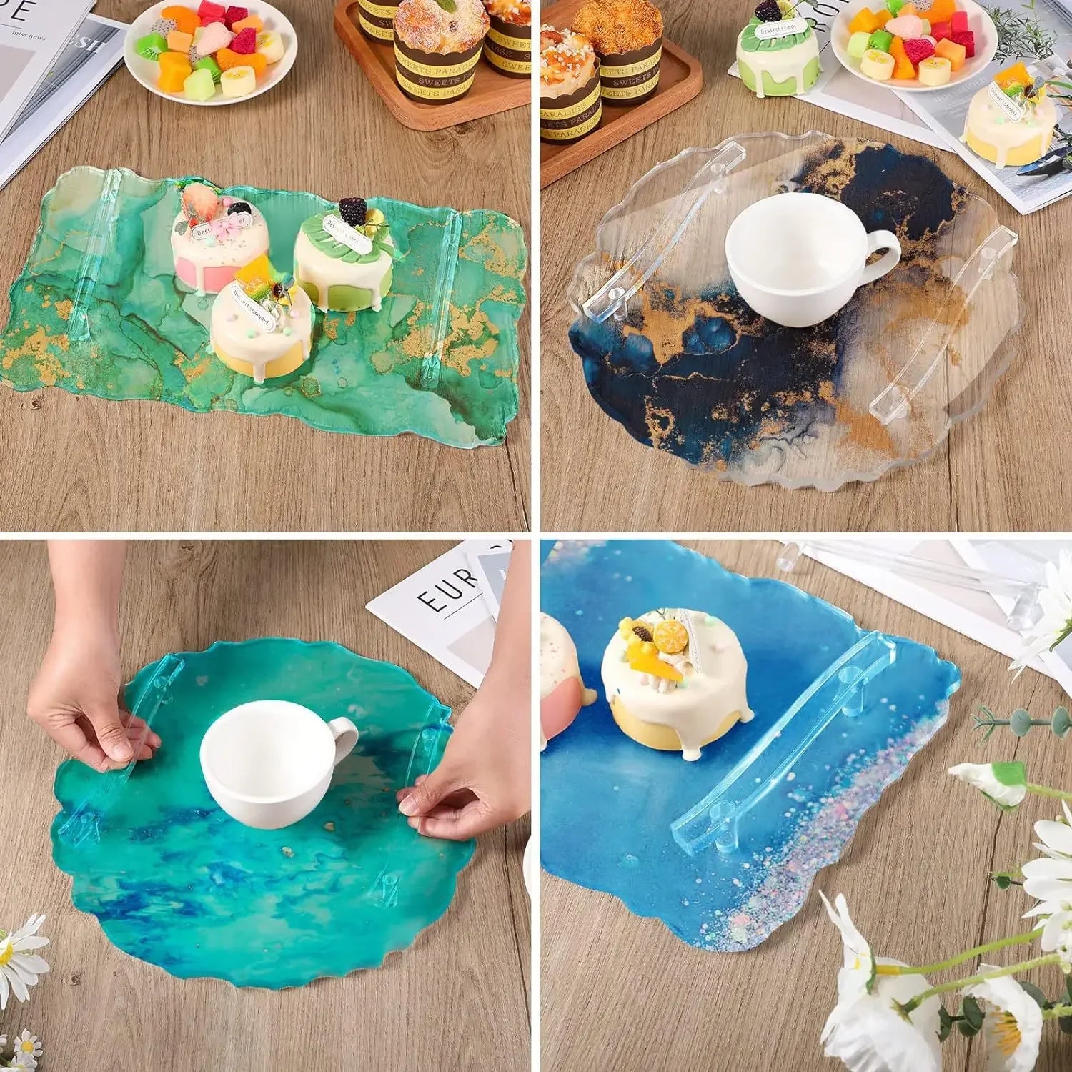 Buy The Best By Artsulli - Art is Long Life Short - Tray Epoxy Resin Silicone Mold DIY Large Rectangle Tea Plate Coaster For Home