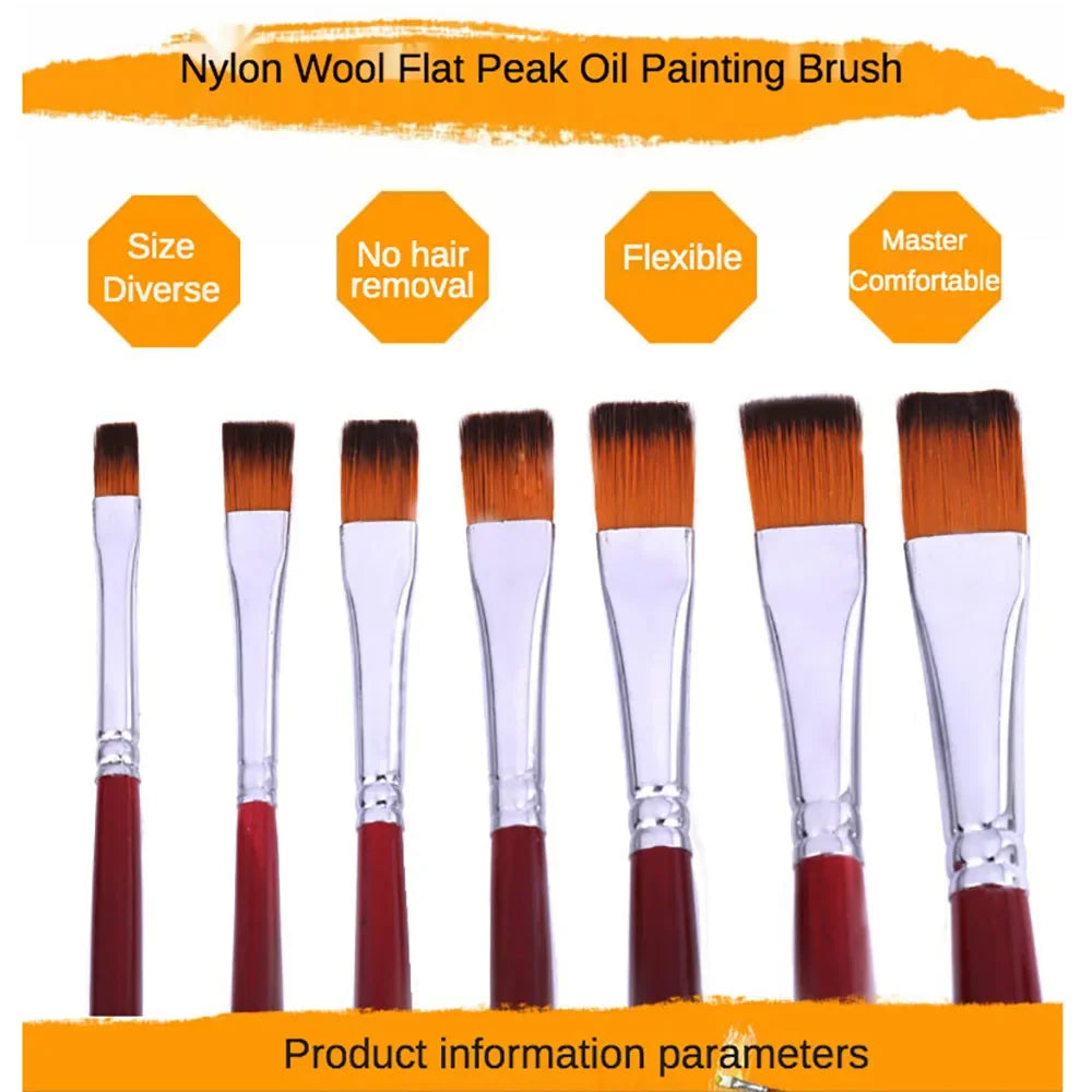 Buy The Best By Artsulli - Art is Long Life Short - Two-color nylon hair flat peak oil brush 12 pcs sets of brushes art water-colour paint