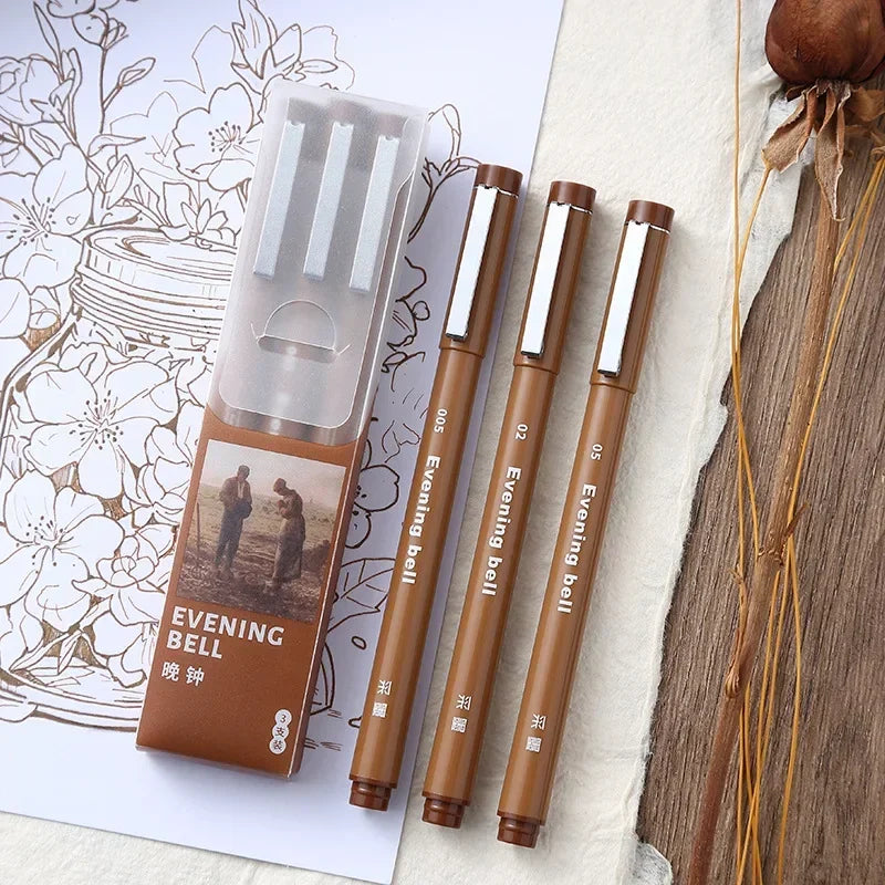 Buy The Best By Artsulli - Art is Long Life Short - Waterproof Ink Brown Micron Neelde Drawing Pen Pigment Fine Line Markers For Hand-Paint