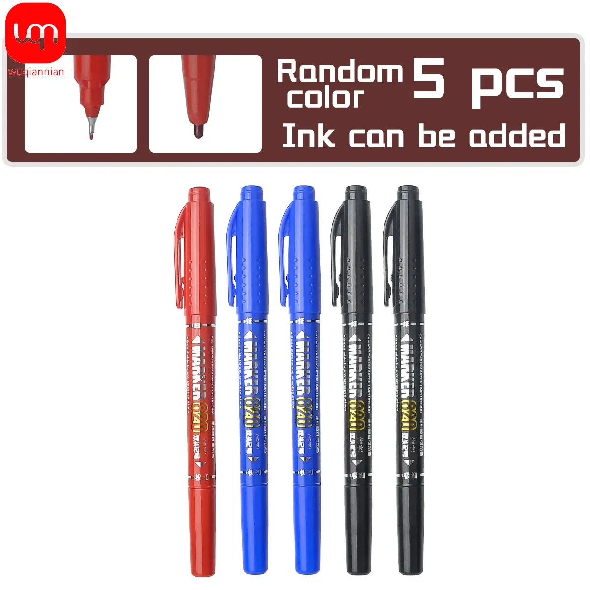 Buy The Best By Artsulli - Art is Long Life Short - WQN-5/1pcs Double Tip Permanent artMarker Pen Fine Waterproof Oily Black/Red/Blue Ink