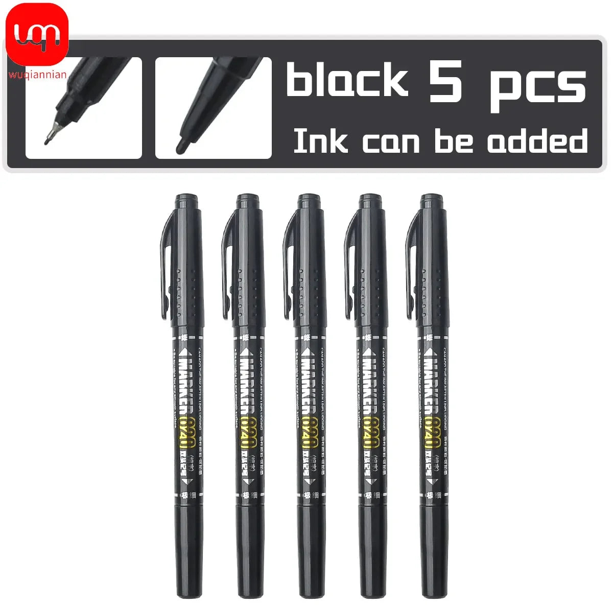 Buy The Best By Artsulli - Art is Long Life Short - WQN-5/1pcs Double Tip Permanent artMarker Pen Fine Waterproof Oily Black/Red/Blue Ink